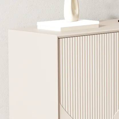 Modern Wooden Buffet Table with Kitchen Appliance Storage Image - 10