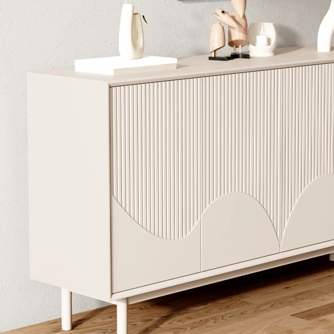 Modern Wooden Buffet Table with Kitchen Appliance Storage Image - 11 | homeyfad