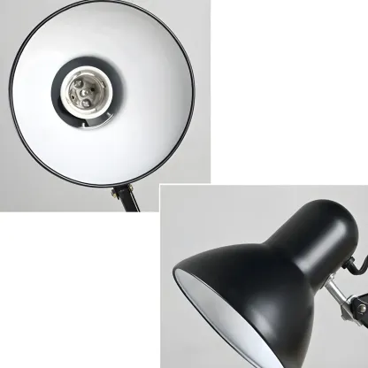 Minimalistic Folding Long Arm Black Metal Desk Lamp Image - 4