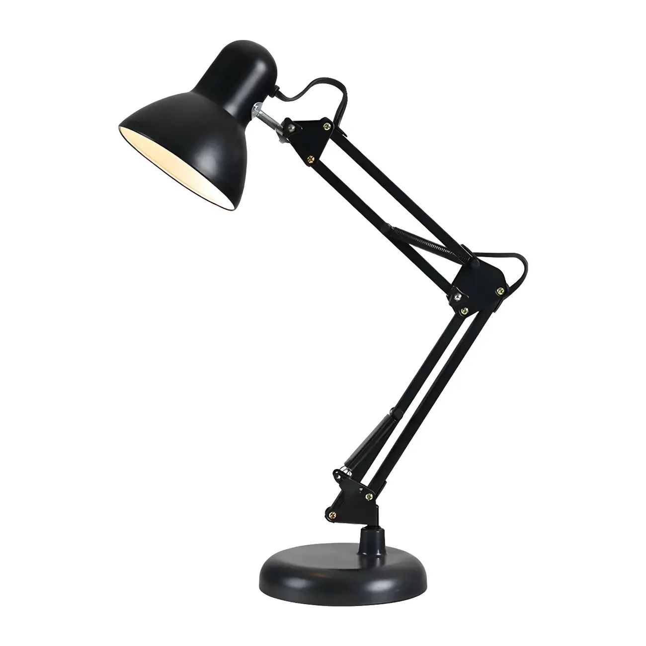 Minimalistic Folding Long Arm Black Metal Desk Lamp Image - 5