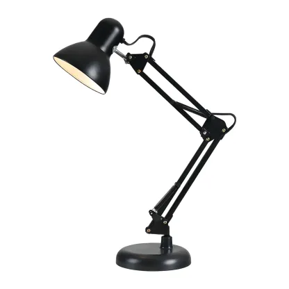 Minimalistic Folding Long Arm Black Metal Desk Lamp Image - 5