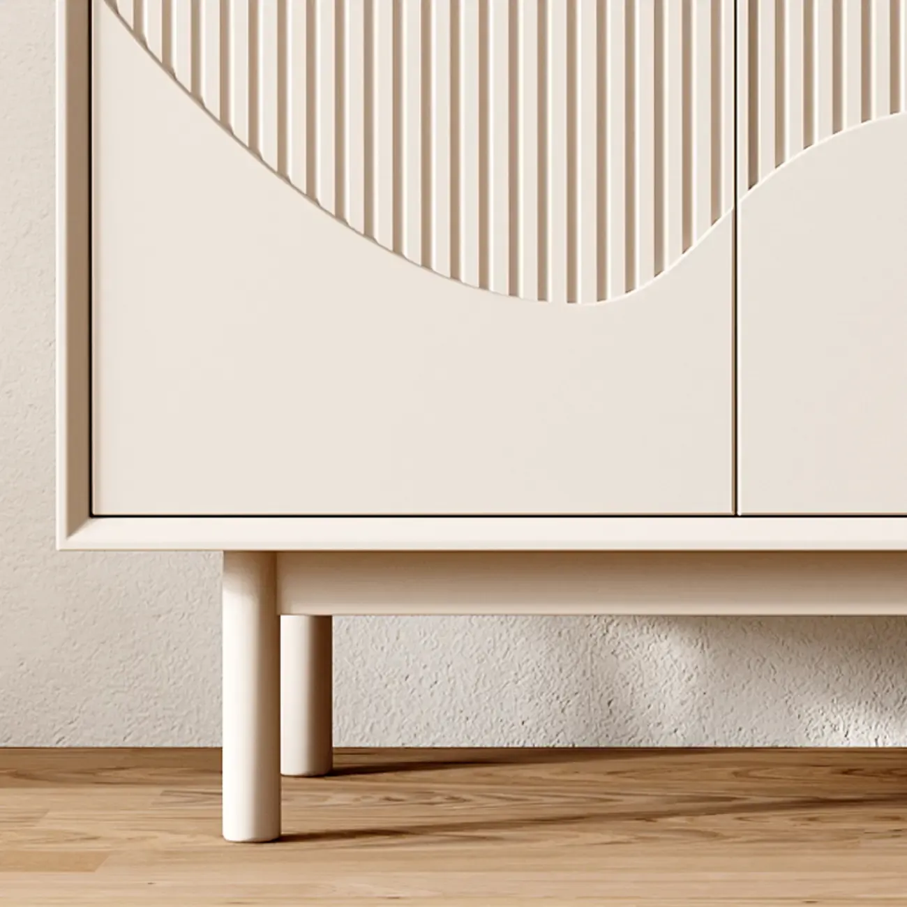 Modern Wooden Buffet Table with Kitchen Appliance Storage Image - 12