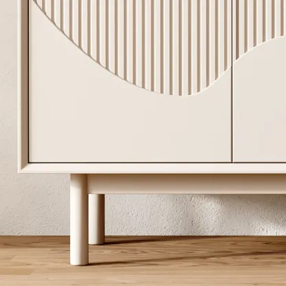 Modern Wooden Buffet Table with Kitchen Appliance Storage Image - 12