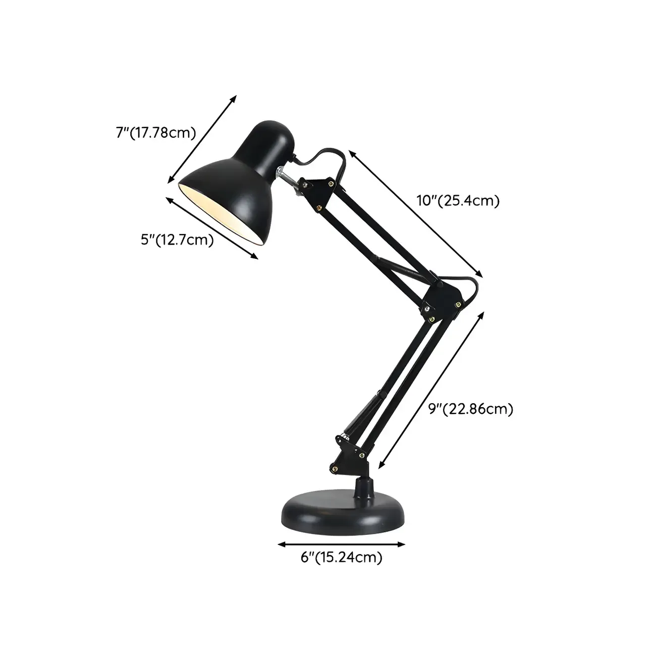 Minimalistic Folding Long Arm Black Metal Desk Lamp Image - 6