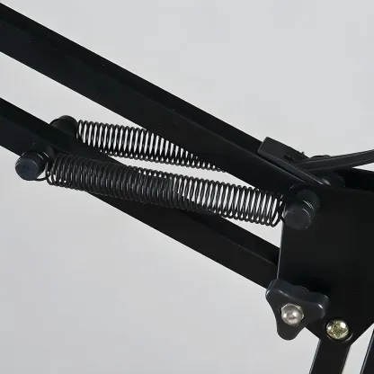 Minimalistic Folding Long Arm Black Metal Desk Lamp Image - 8
