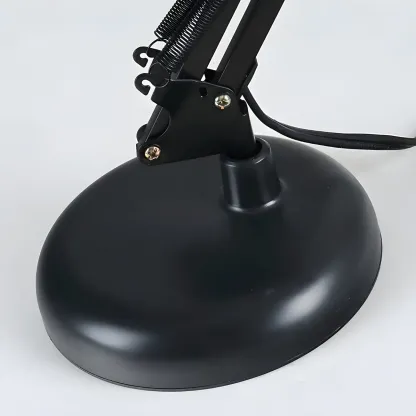 Minimalistic Folding Long Arm Black Metal Desk Lamp Image - 9