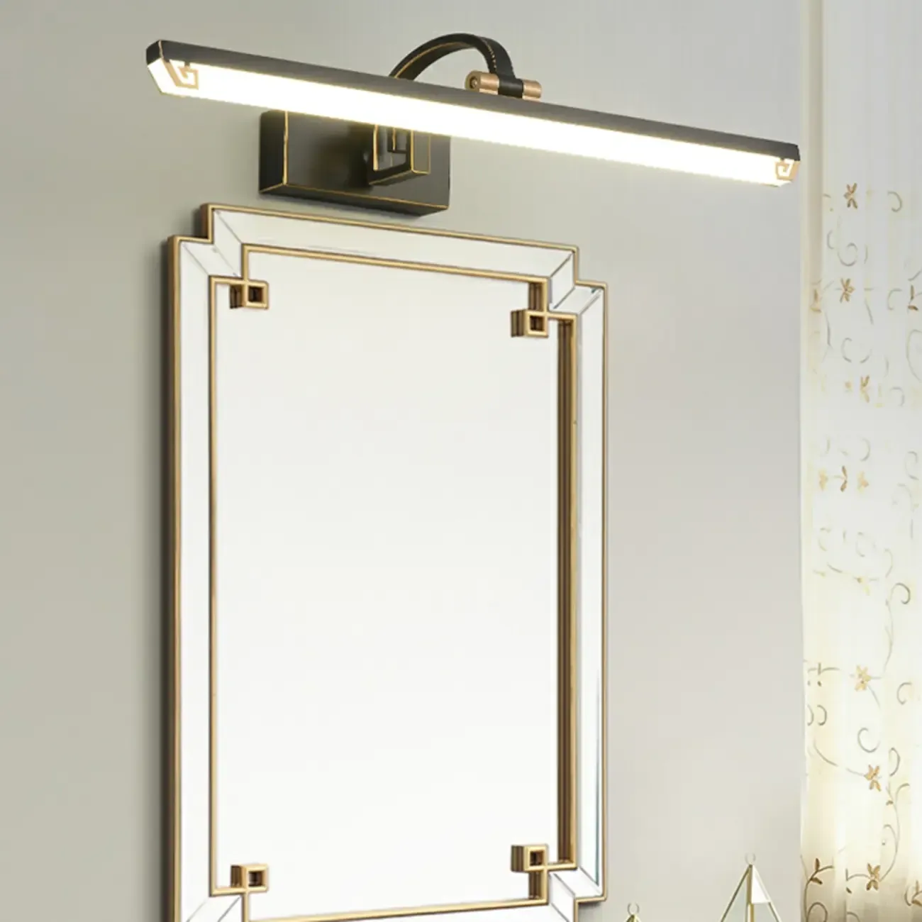Designer Black Acrylic LED Vanity Light with Arced Arm for Bathroom Image - 7