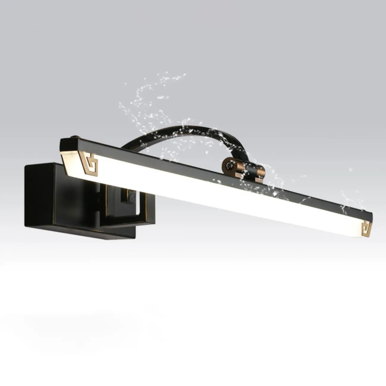 Designer Black Acrylic LED Vanity Light with Arced Arm for Bathroom Image - 9 | homeyfad