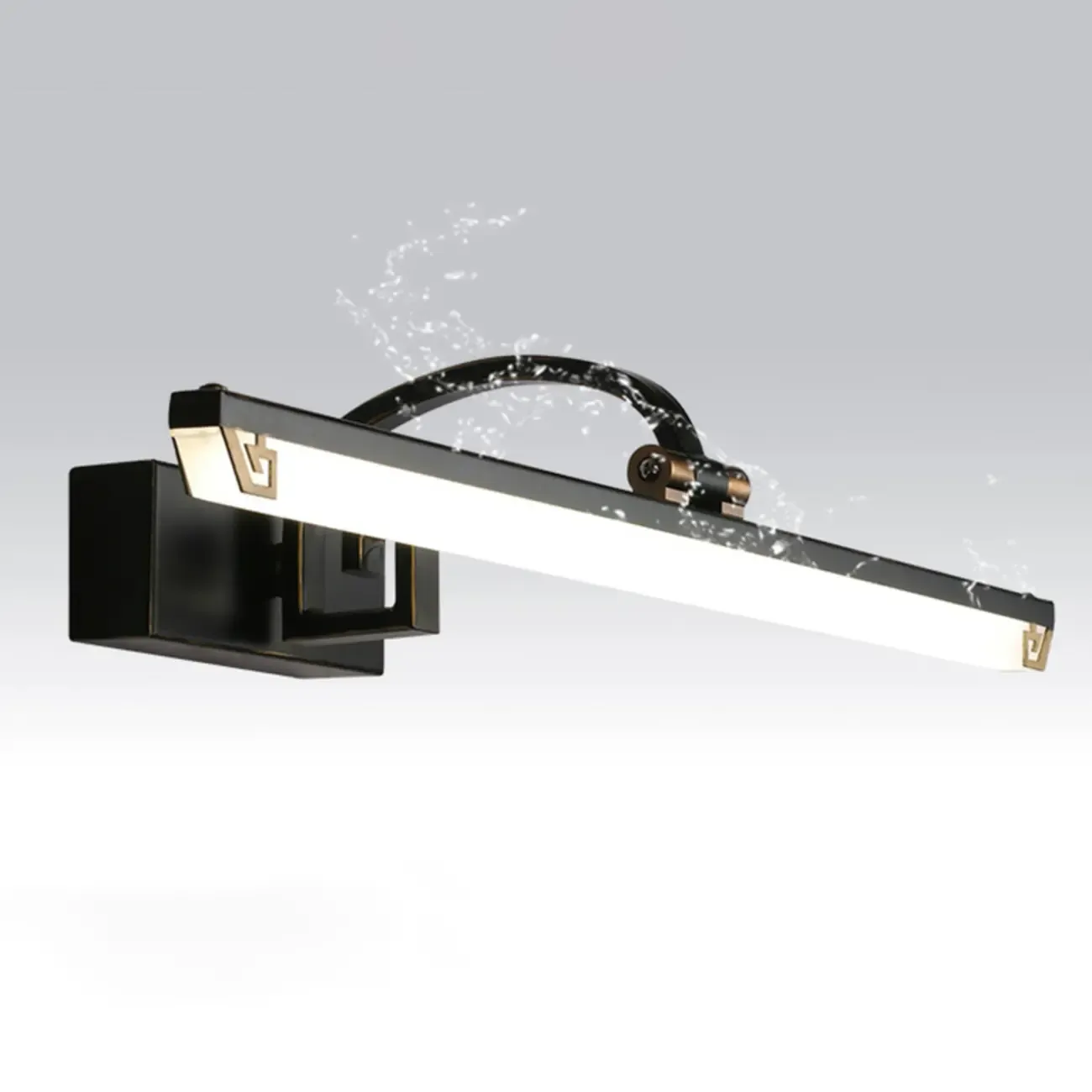 Designer Black Acrylic LED Vanity Light with Arced Arm for Bathroom Image - 9