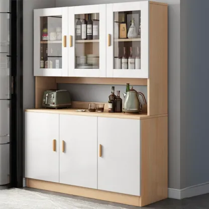 Modern Wooden Sideboard with Cabinets & Shelves Image - 2