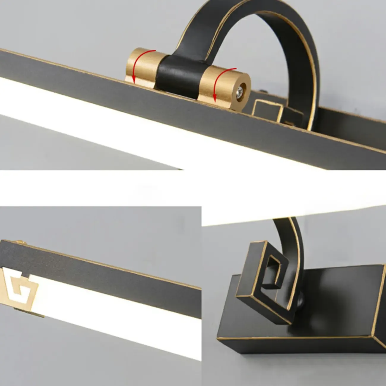 Designer Black Acrylic LED Vanity Light with Arced Arm for Bathroom Image - 10