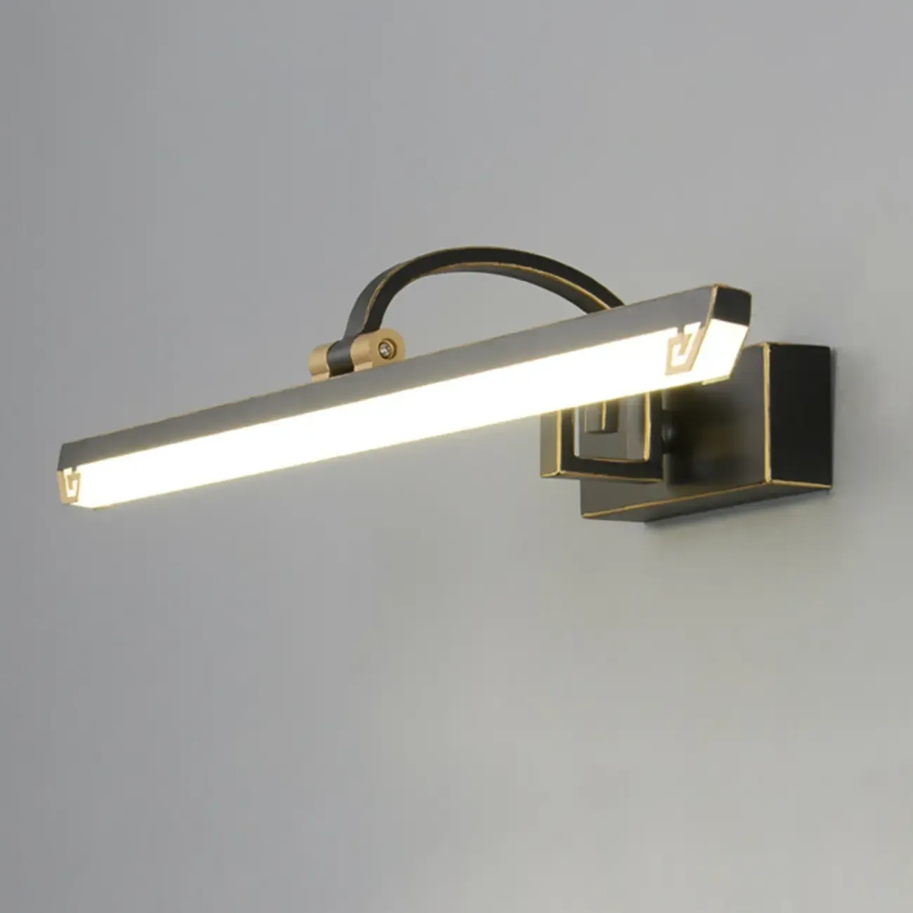 Designer Black Acrylic LED Vanity Light with Arced Arm for Bathroom Image - 12