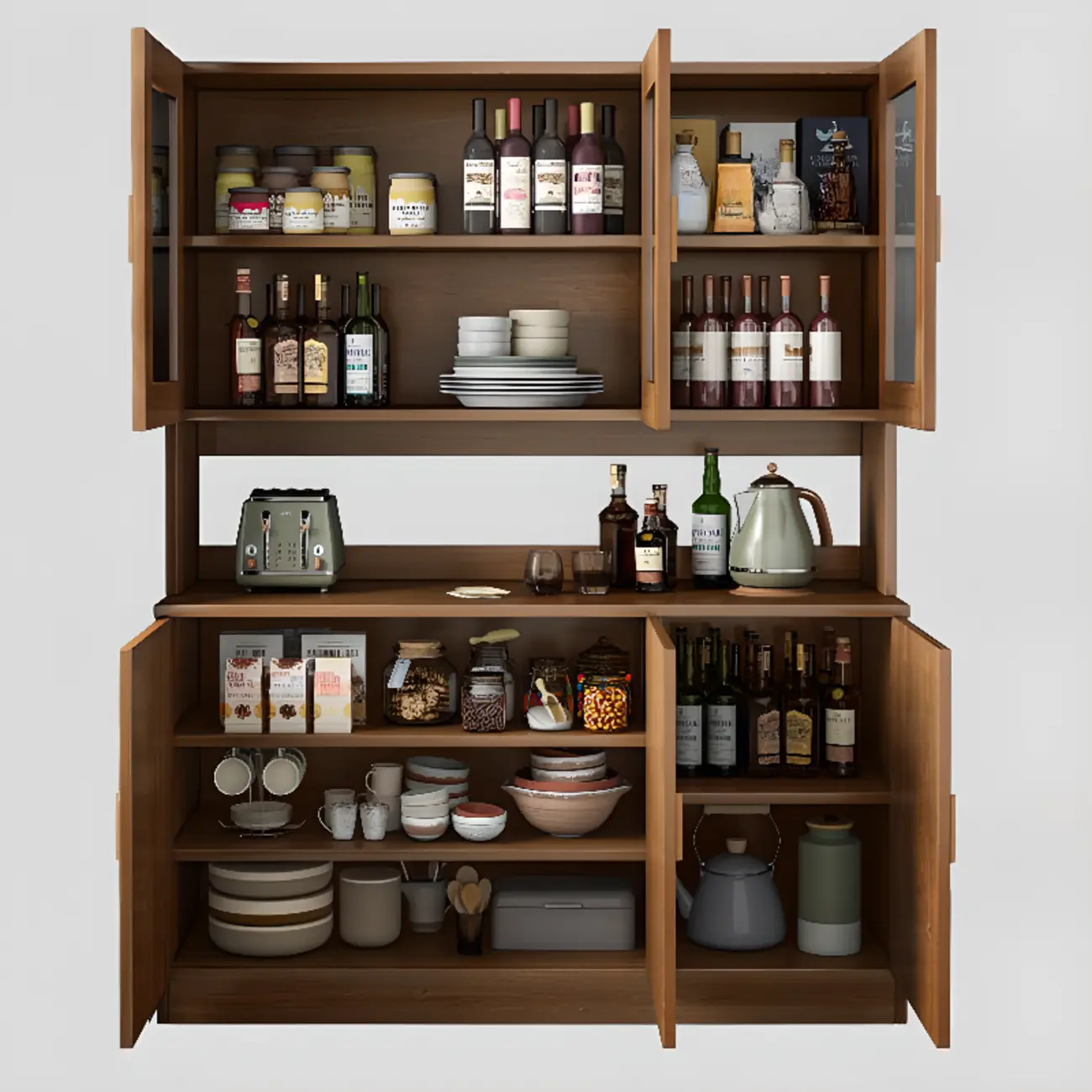 Modern Wooden Sideboard with Cabinets & Shelves Image - 6 | homeyfad