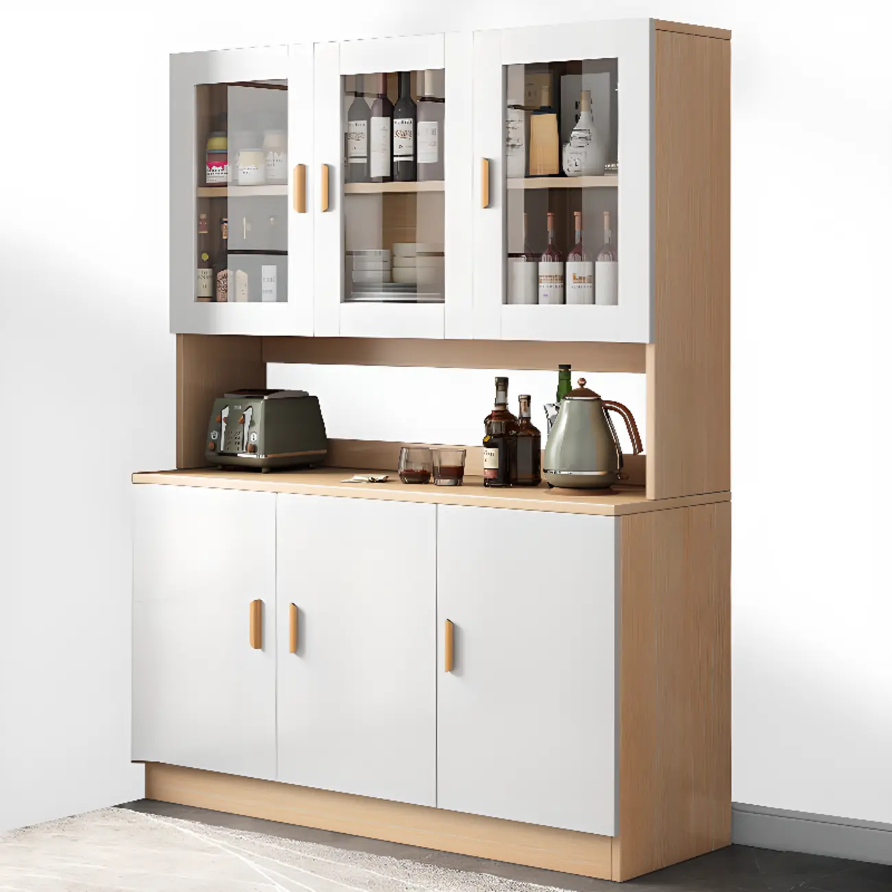 Modern Wooden Sideboard with Cabinets & Shelves Image - 7 | homeyfad