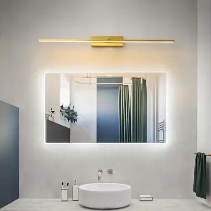 Modern Gold Linear LED Vanity Lights with and Acrylic Shade for Make up Image - 4