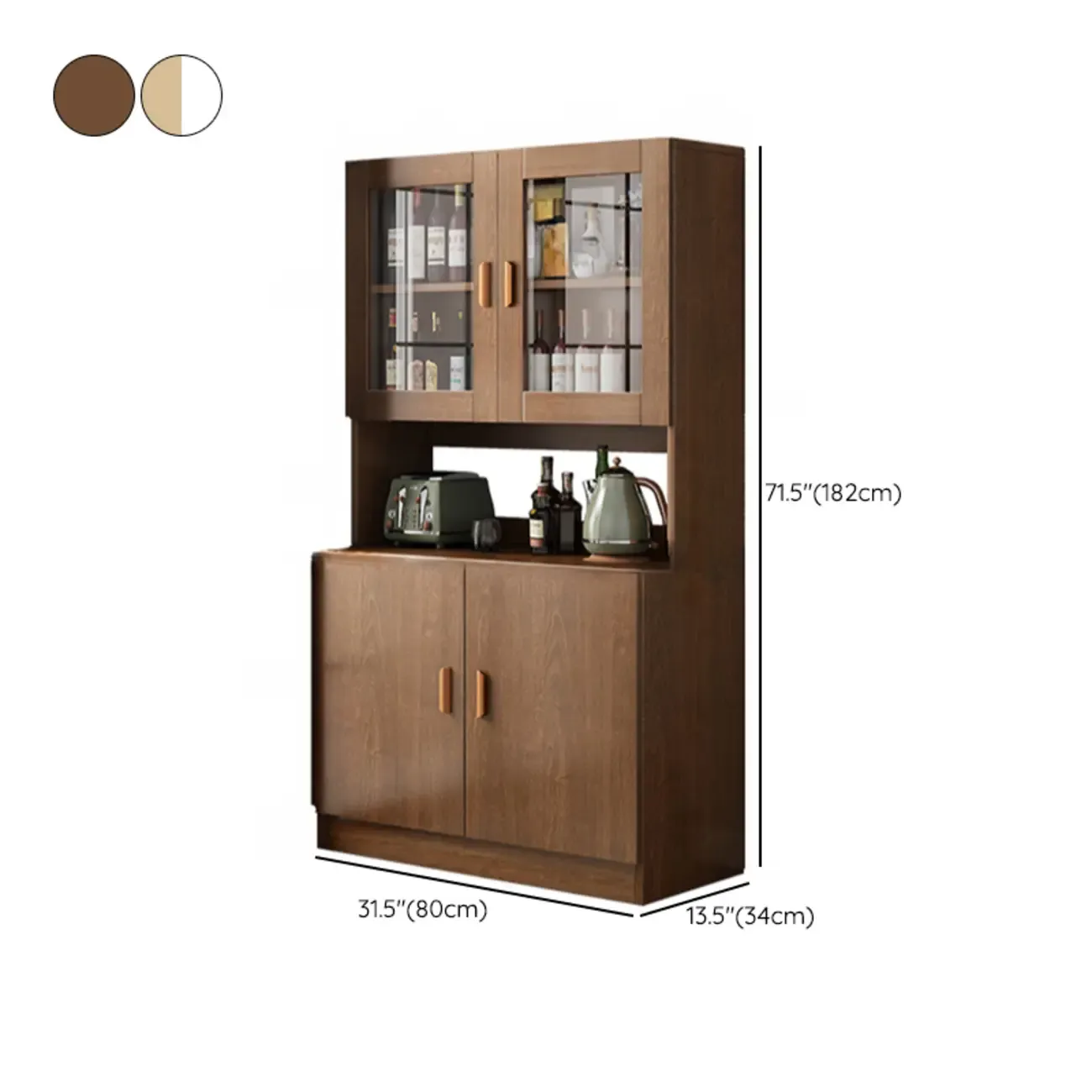 Modern Wooden Sideboard with Cabinets & Shelves #size
