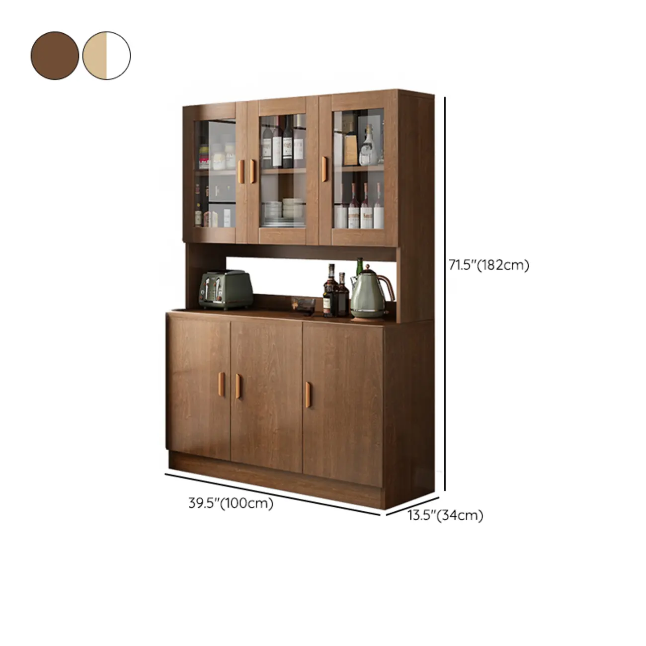 Modern Wooden Sideboard with Cabinets & Shelves Image - 18 | homeyfad