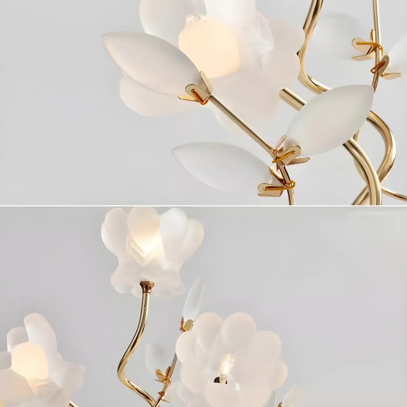Modern Unique Gold Metal Table Lamp With Flower Shape Glass Shade For Bedroom Image - 9 | homeyfad