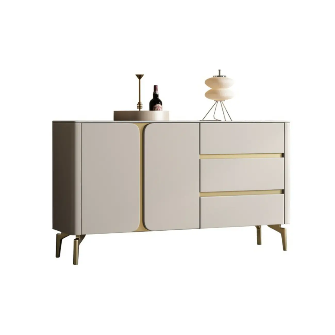 Glam White-Black Wooden Sideboard with Storage Image - 2 | homeyfad