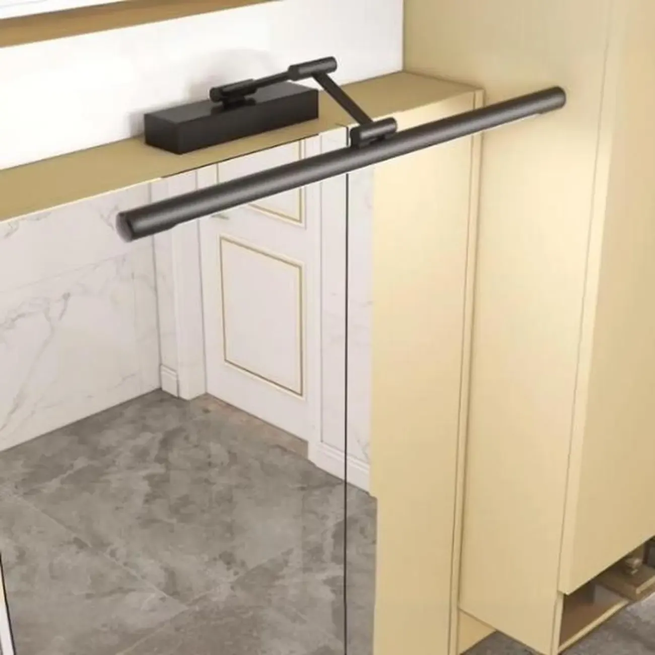 Minimalist LED Black Tubular Vanity Light with Swing Arm for Bathroom Image - 1