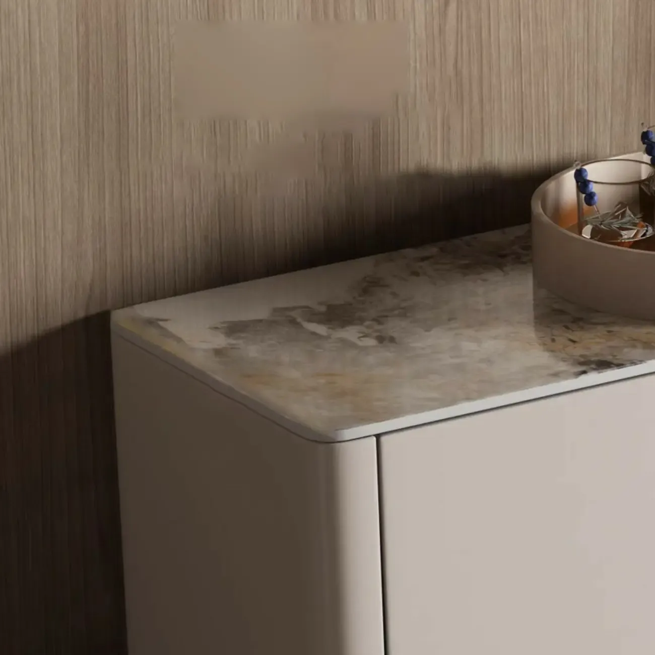 Glam White-Black Wooden Sideboard with Storage Image - 5