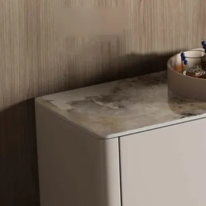 Glam White-Black Wooden Sideboard with Storage Image - 5