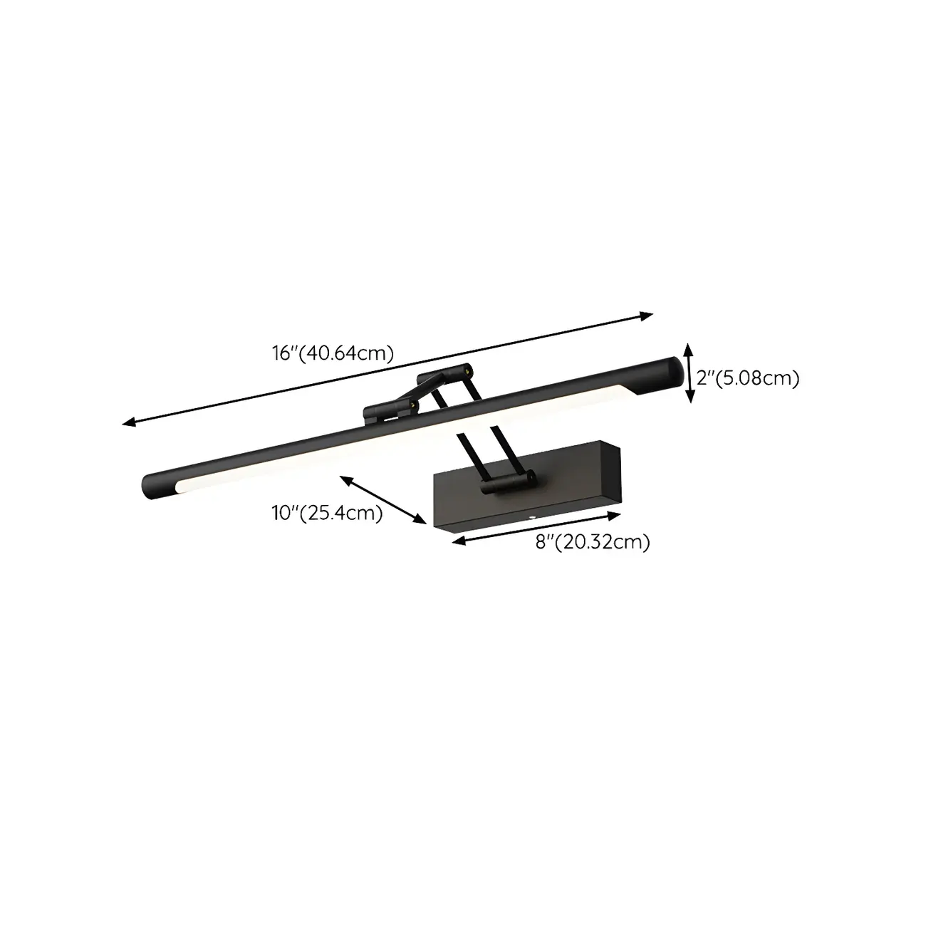Minimalist LED Black Tubular Vanity Light with Swing Arm for Bathroom #size | homeyfad