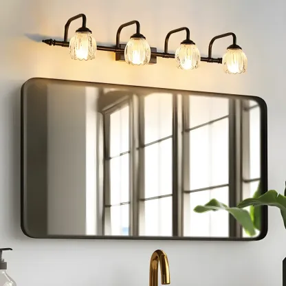 Elegant 3 heads Black Metal Wall Lamp with Crystal Globe for Bedroom Image - 4