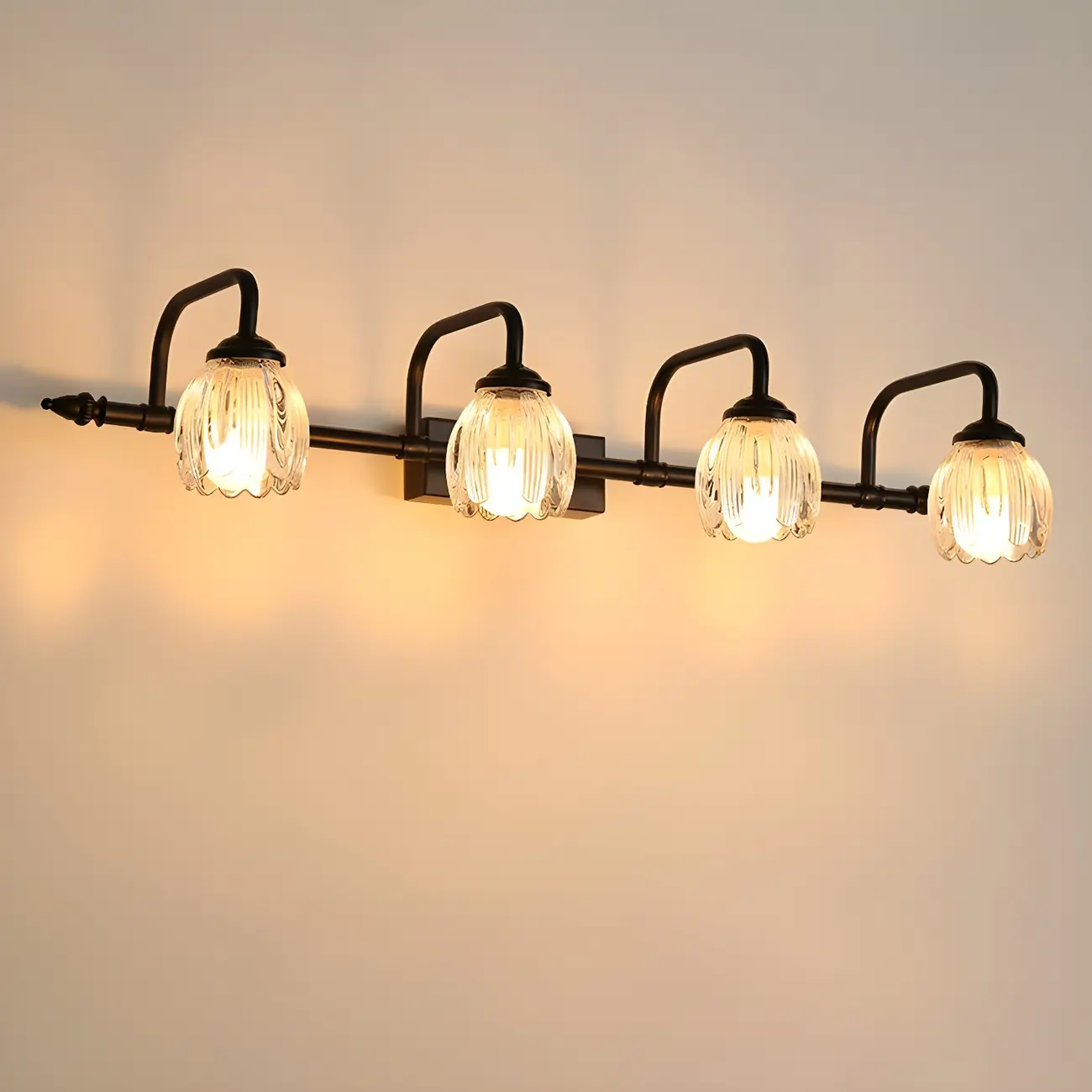 Elegant 3 heads Black Metal Wall Lamp with Crystal Globe for Bedroom Image - 7 | homeyfad