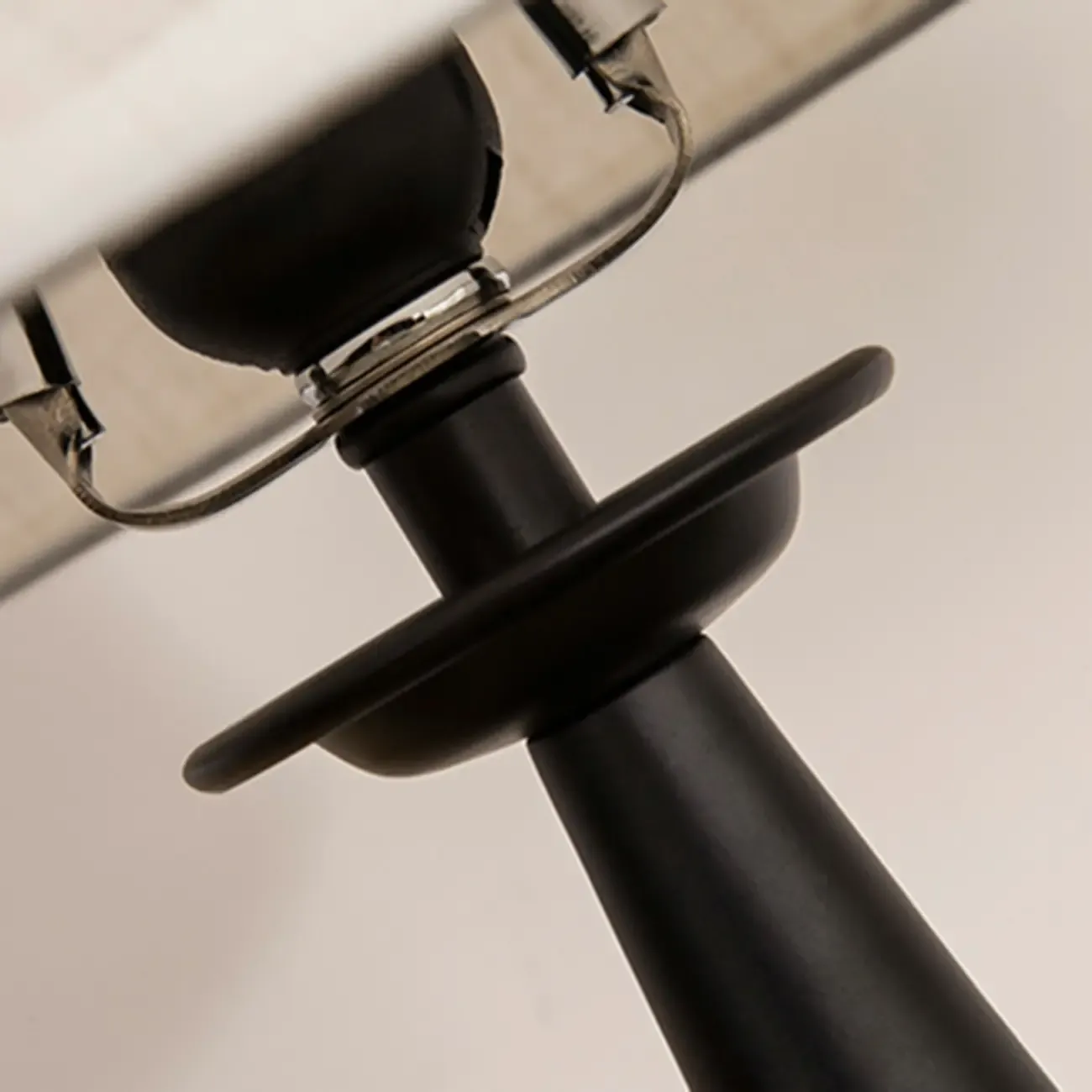 Elegant Black Metal Geometric Table Lamp With White Fabric Shade Image - 7