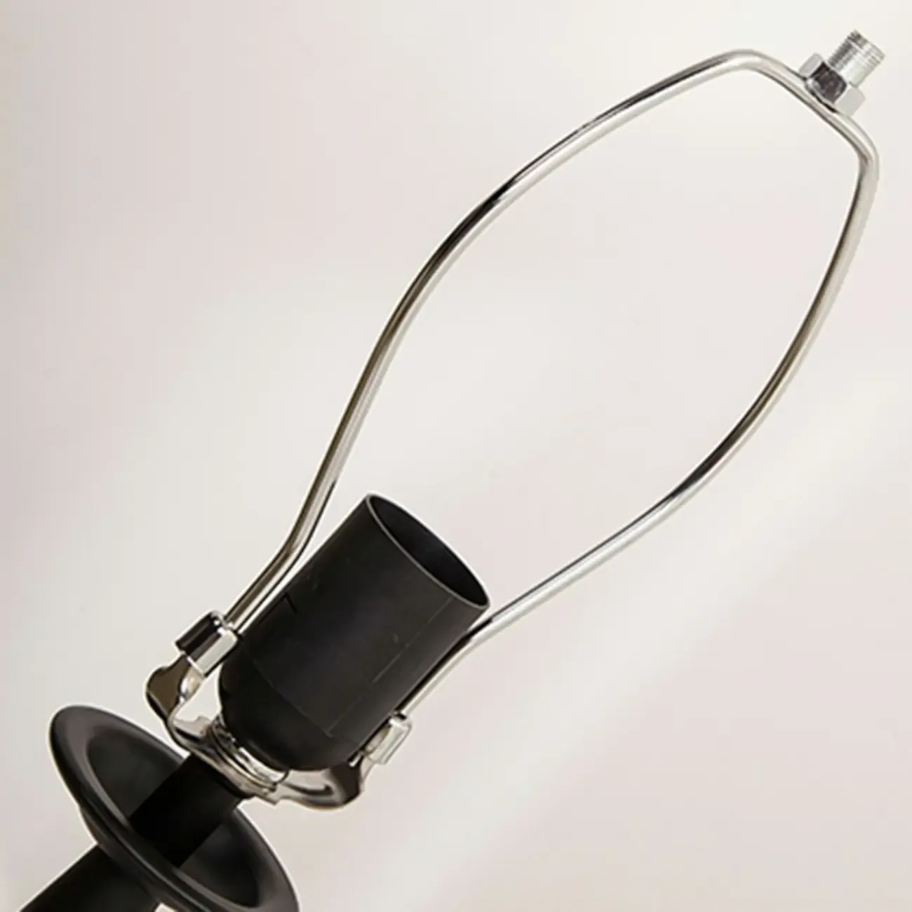 Elegant Black Metal Geometric Table Lamp With White Fabric Shade Image - 8