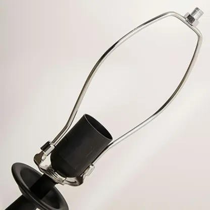 Elegant Black Metal Geometric Table Lamp With White Fabric Shade Image - 8