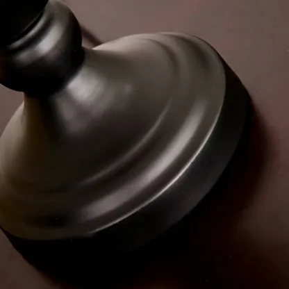 Elegant Black Metal Geometric Table Lamp With White Fabric Shade Image - 9