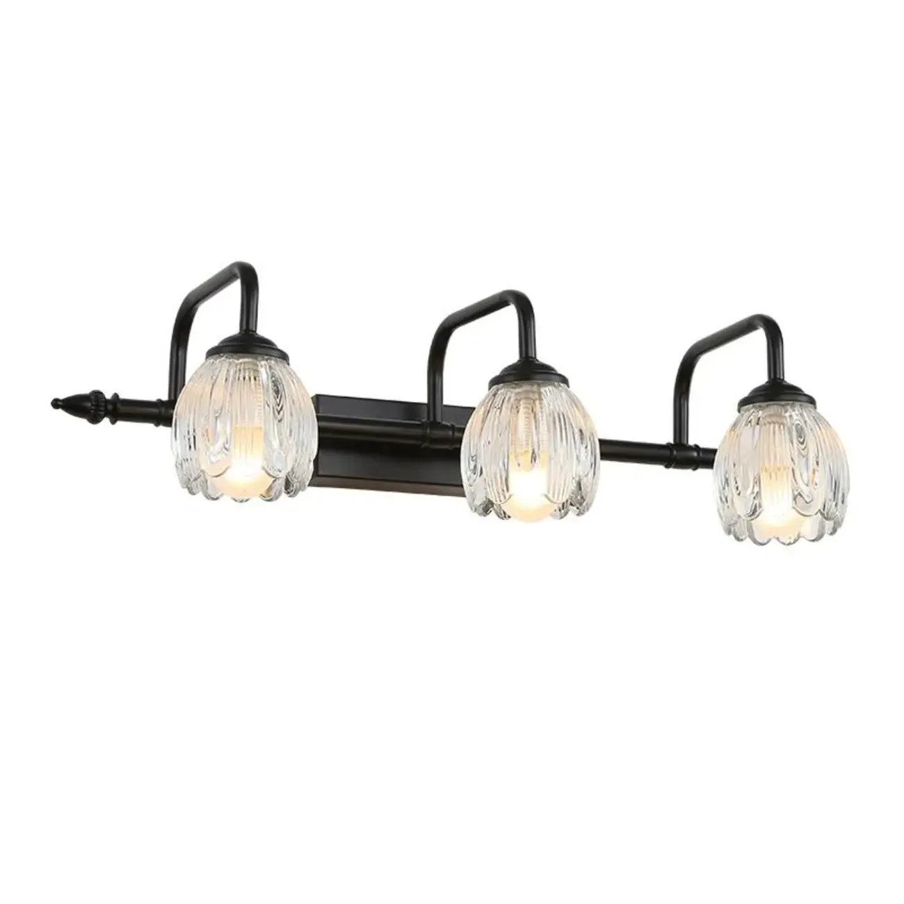 Elegant 3 heads Black Metal Wall Lamp with Crystal Globe for Bedroom Image - 9