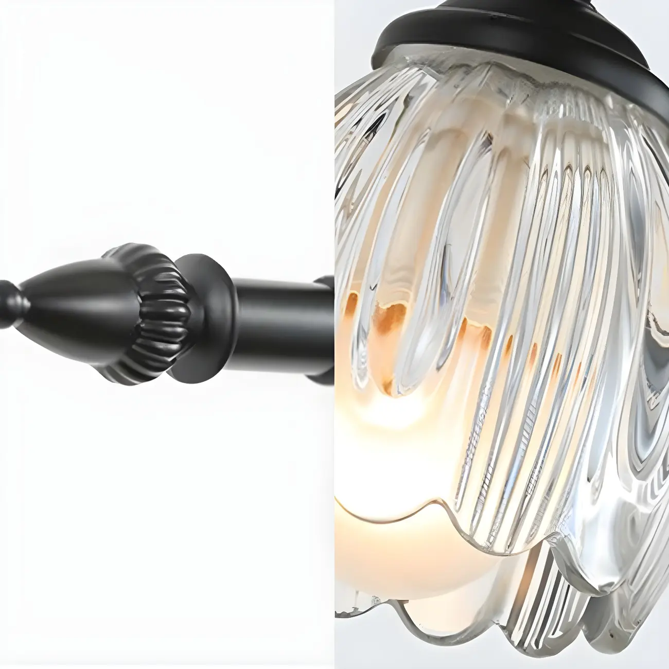 Elegant 3 heads Black Metal Wall Lamp with Crystal Globe for Bedroom Image - 10 | homeyfad