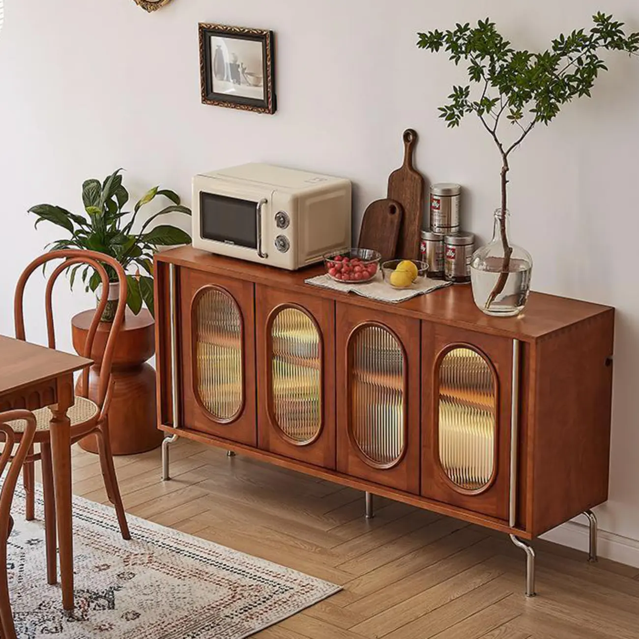 Modern Brown Wooden Sideboard with Adjustable Shelving Image - 1 | homeyfad