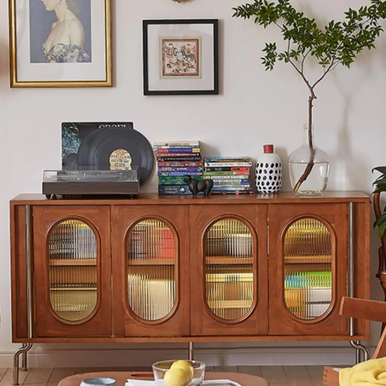 Modern Brown Wooden Sideboard with Adjustable Shelving Image - 2 | homeyfad