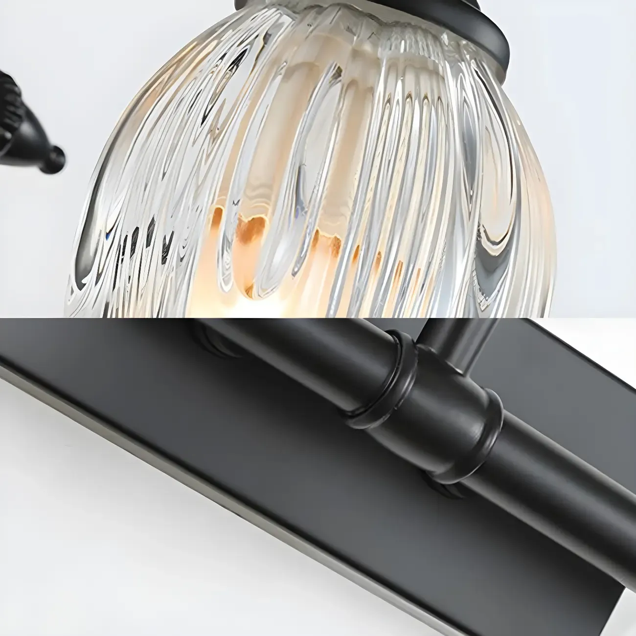 Elegant 3 heads Black Metal Wall Lamp with Crystal Globe for Bedroom Image - 12