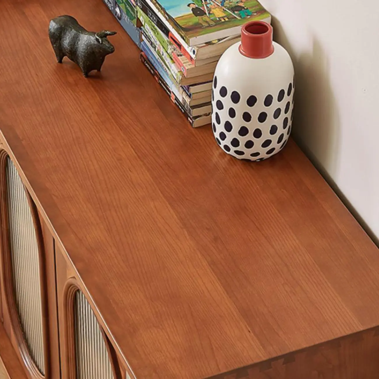 Modern Brown Wooden Sideboard with Adjustable Shelving Image - 4 | homeyfad