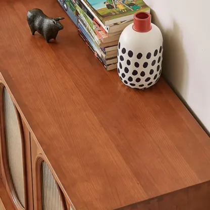 Modern Brown Wooden Sideboard with Adjustable Shelving Image - 4