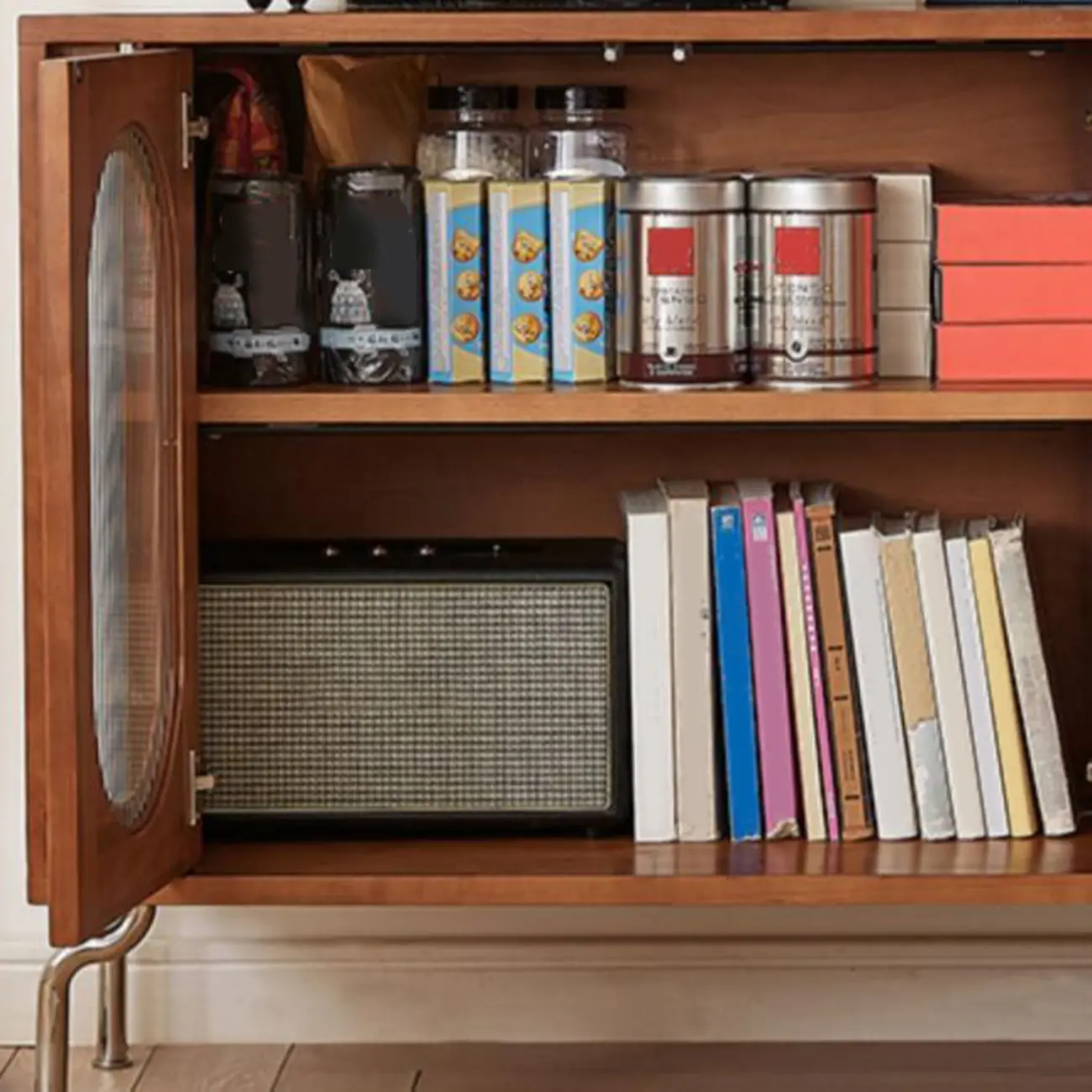 Modern Brown Wooden Sideboard with Adjustable Shelving Image - 7 | homeyfad