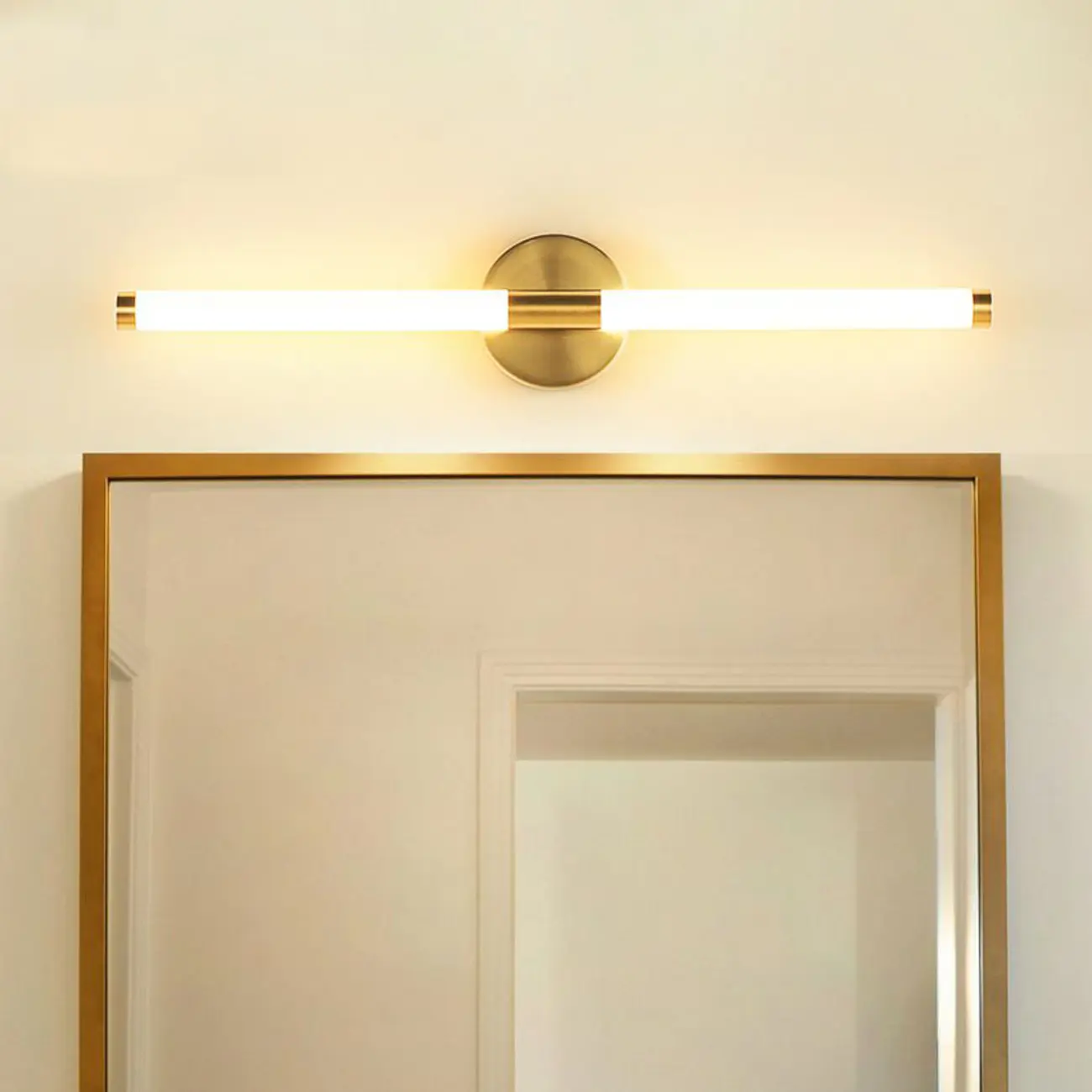 Modern Gold Tubular Metal LED Vanity Light for Bedroom Mirror Front Image - 2 | homeyfad