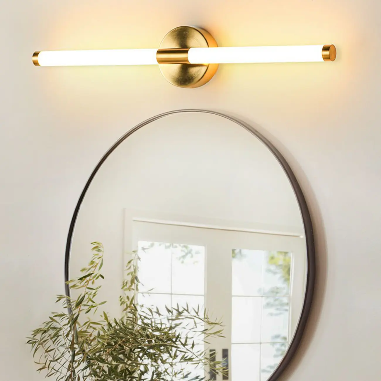 Modern Gold Tubular Metal LED Vanity Light for Bedroom Mirror Front Image - 3 | homeyfad