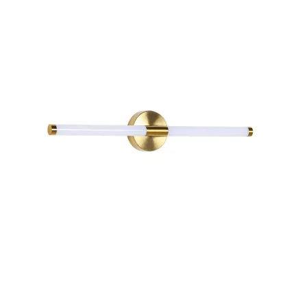 Modern Gold Tubular Metal LED Vanity Light for Bedroom Mirror Front Image - 6