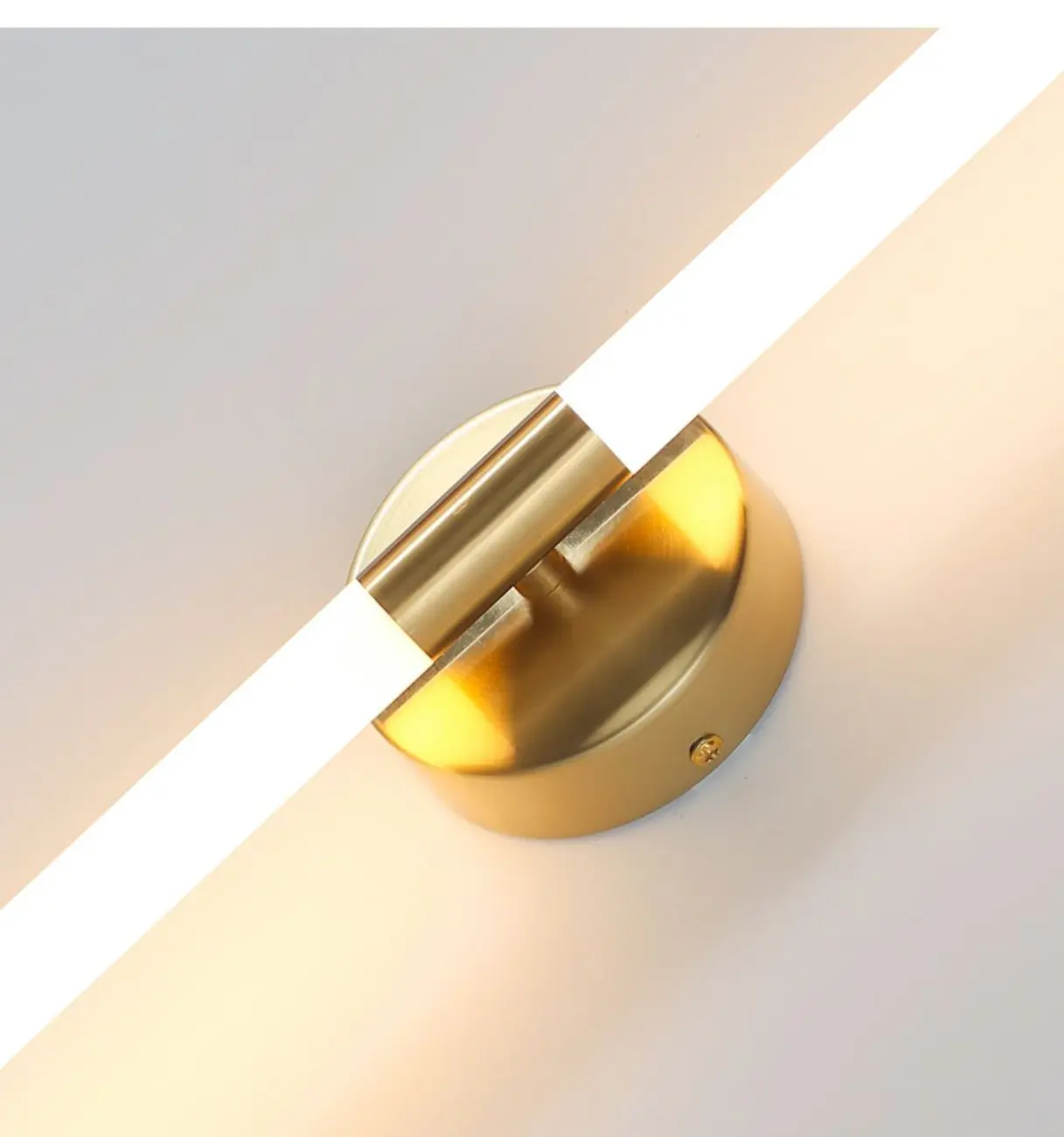 Modern Gold Tubular Metal LED Vanity Light for Bedroom Mirror Front Image - 8 | homeyfad