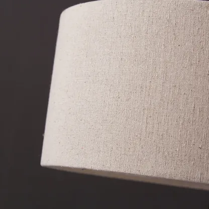 Elegant Wooden Base Geometric Fabric Shape Plug In Electric Table Lamp For Bedroom Image - 8