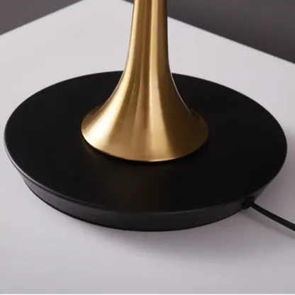 Elegant Wooden Base Geometric Fabric Shape Plug In Electric Table Lamp For Bedroom Image - 11