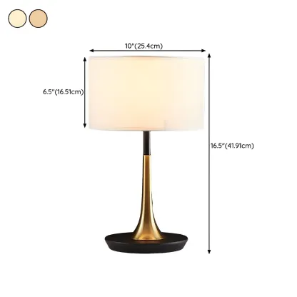 Elegant Wooden Base Geometric Fabric Shape Plug In Electric Table Lamp For Bedroom #size
