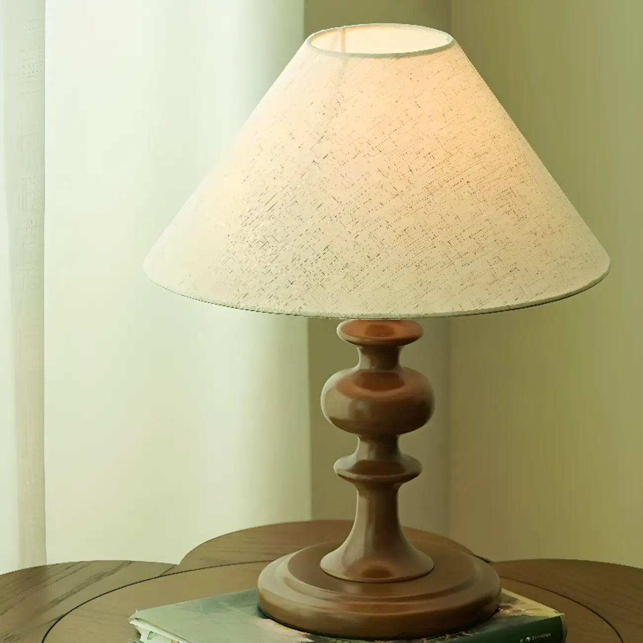 Modern Wooden Bedside Lamp with Fabric Shade for Home Image - 1 | homeyfad