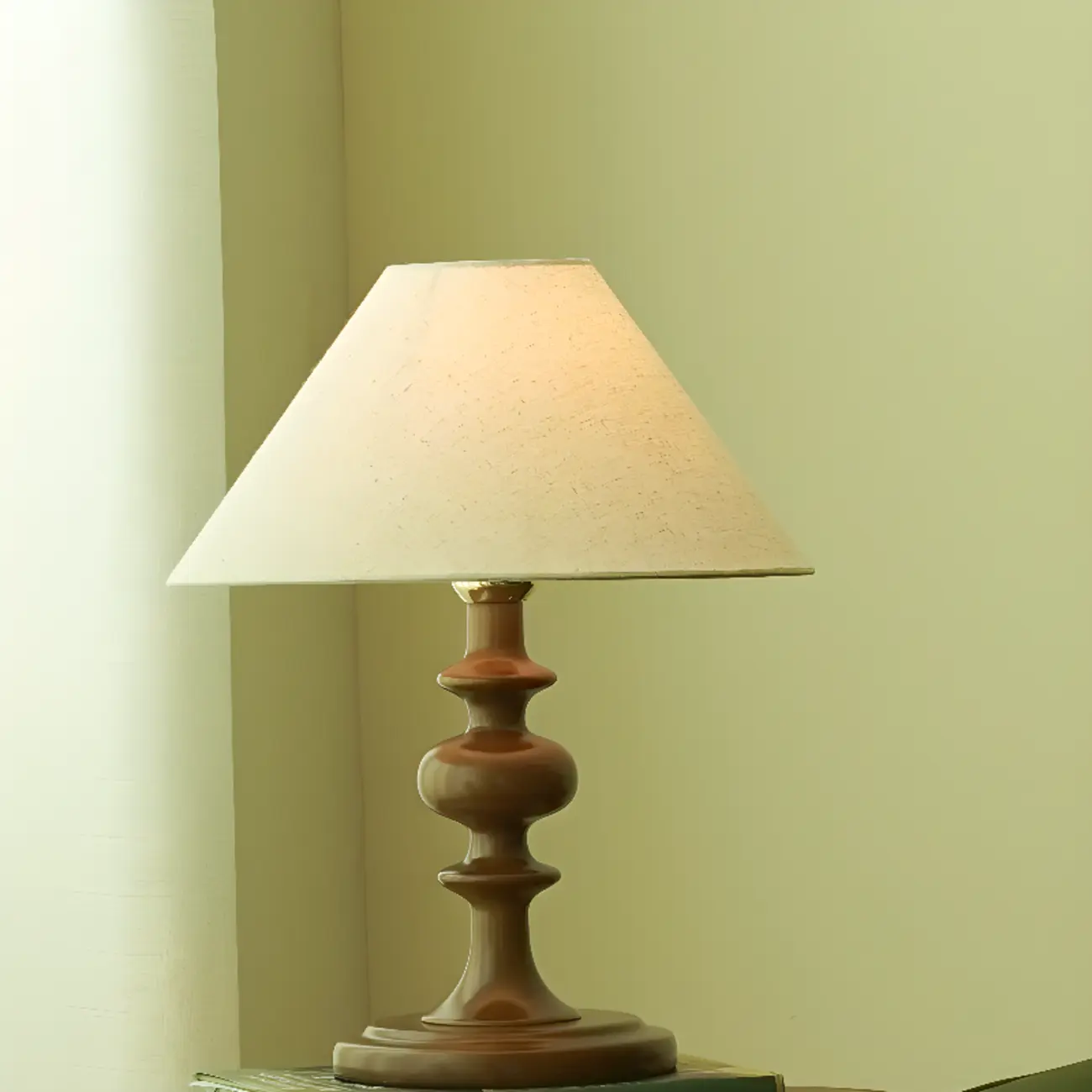 Modern Wooden Bedside Lamp with Fabric Shade for Home Image - 3 | homeyfad